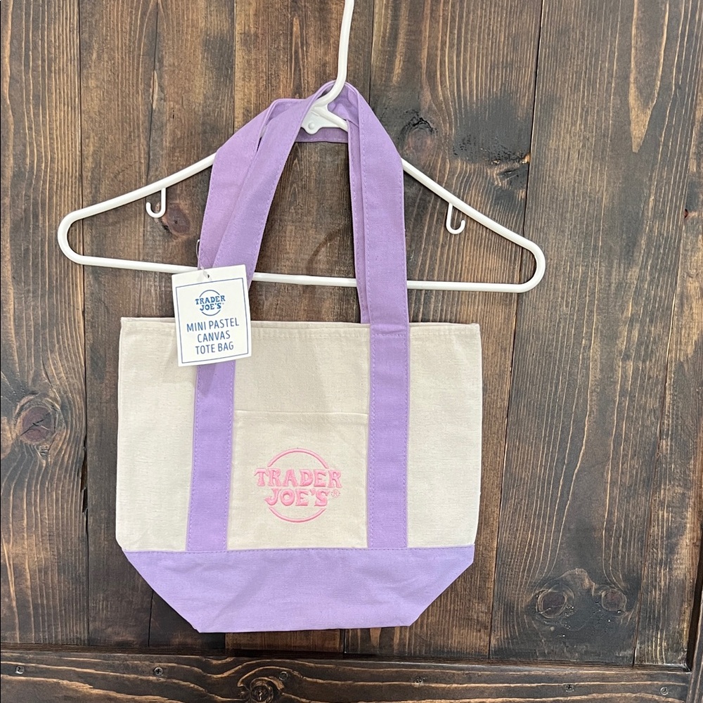 Trader Joe's Lavender-Trim Canvas Tote Bag